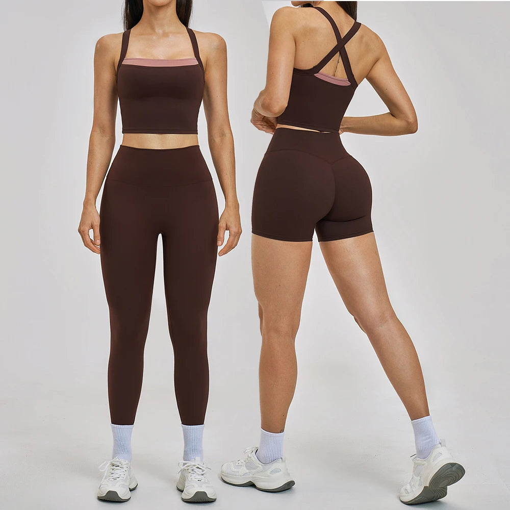 2PCS Yoga Set Women Tracksuit Athletic Wear Pilates Fitness Suit Gym Clothes Workout Push Up Clothes Sports Bra Leggings Outfits