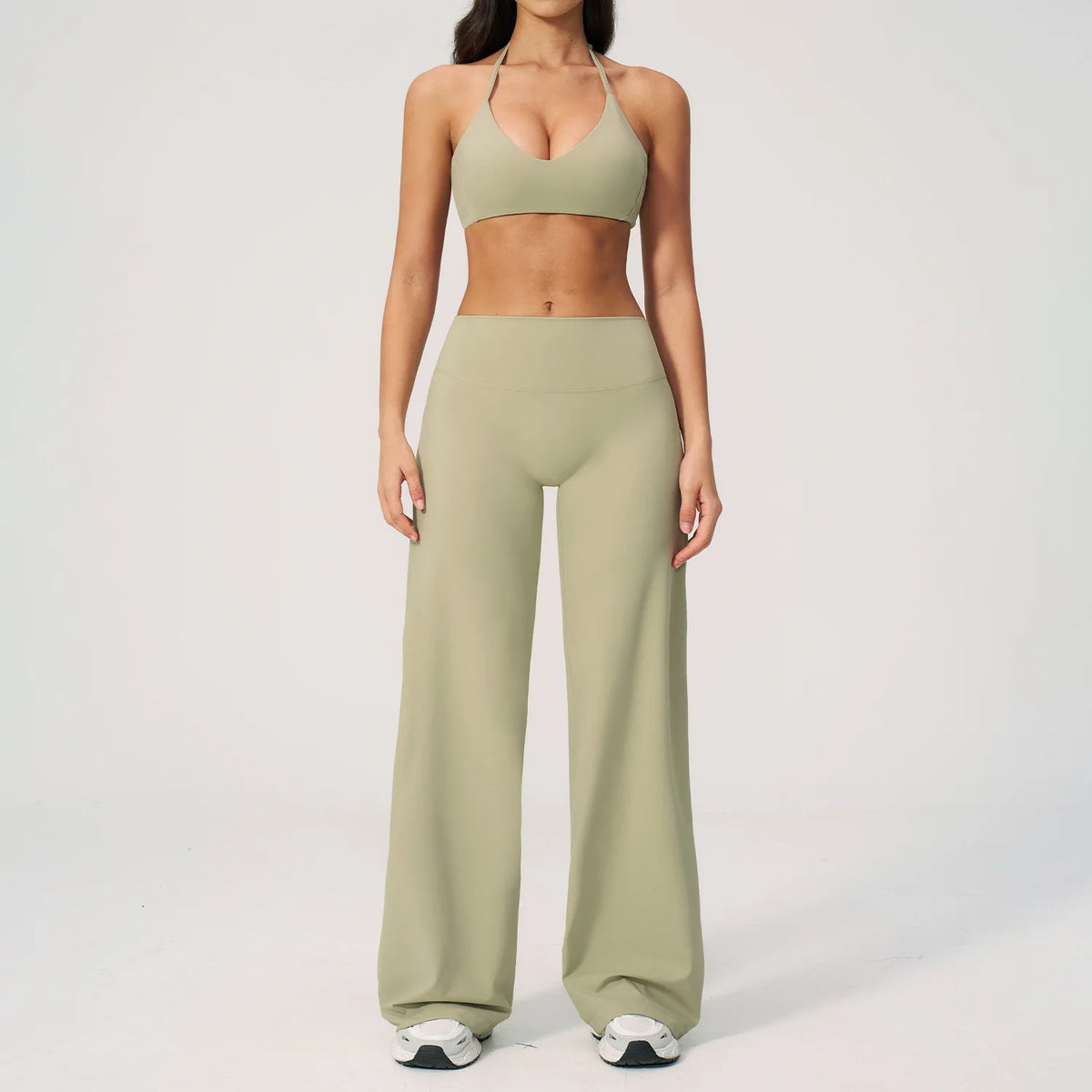 Women's Fitness Set Gym Tracksuit Breathable Sports Bra Flared Trousers Suit Workout Clothing Sportswear Female Athletic Wear
