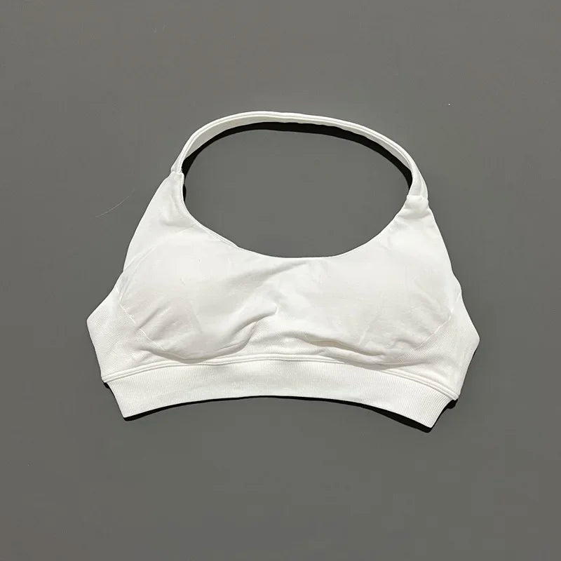 HISTELLO Impact Sports Bra Women Halter Backless Slim Fit Padded Bust Shaping Soft Elastic Daily Sport Yoga Gym Workout Tops