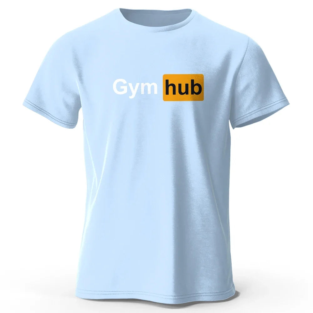 Gym Hub Printed Men's T-Shirt 100% Cotton Oversized Funny Graphic Tees for Men Summer Tops