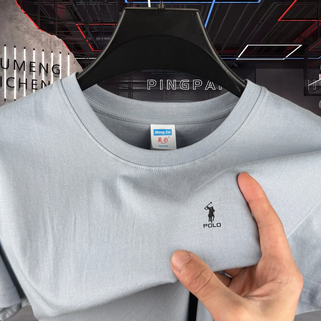 100% Pure Cotton High-End Brand Round Neck Short Sleeved Men's T-Shirt Summer Fashion Luxury Embroidery Design Paul Casual Top