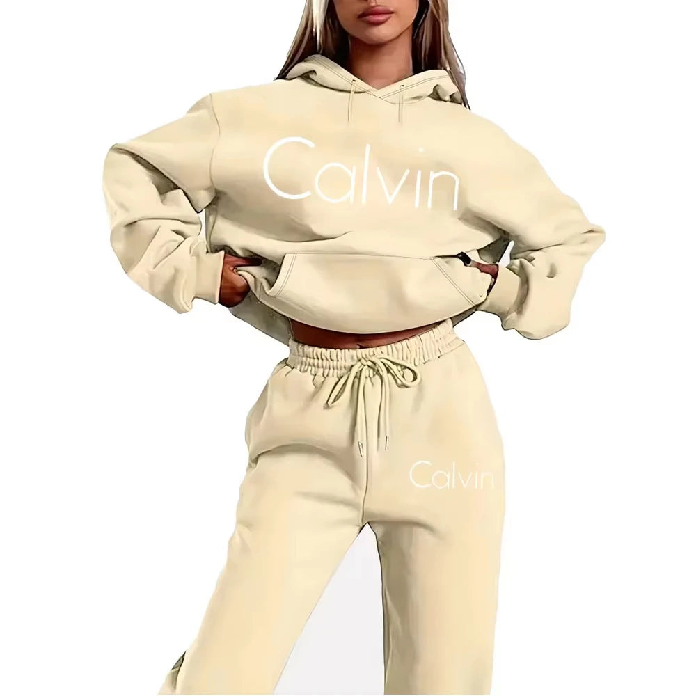 Men Women Printed Hoodie 2‑Piece Tracksuit, Casual Long‑Sleeve Sweatshirt‑Pants Streetwear Outfit
