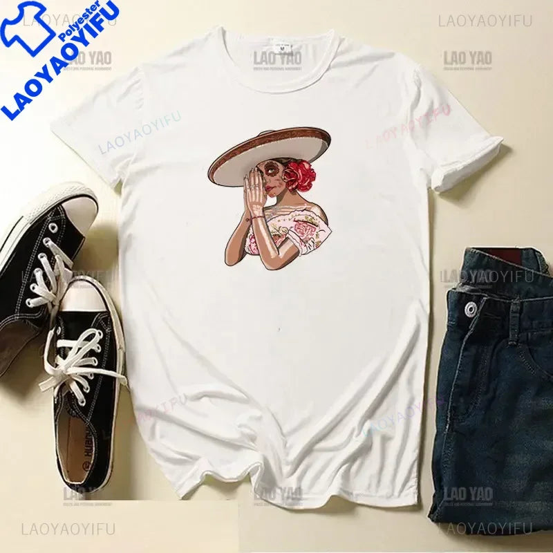Skull Day of The Dead Graphic T Shirts Skeleton Woman Tshirts Mexican Heritage Flowers Black Tops Casual Kawaii Funny Clothes