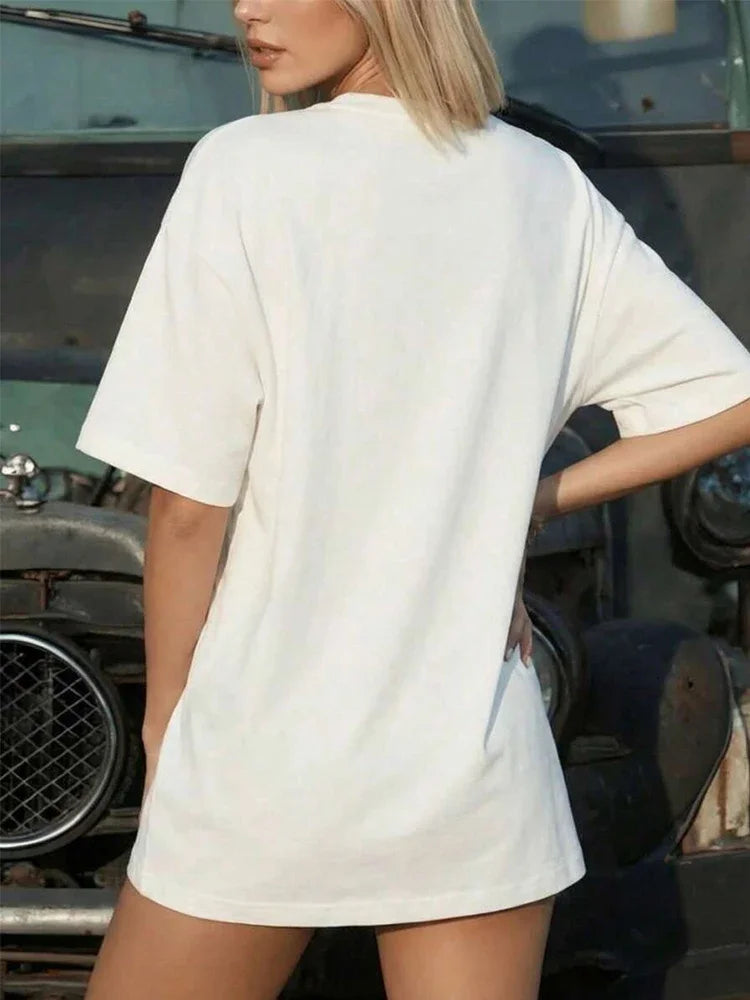 Spring Summer New Women T-shirt Classic Black/white Pure Color Oversize Tees Female Home Outdoor Casual Fashion Short Sleeve Top