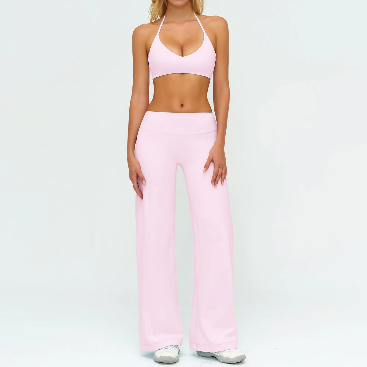 Women's Fitness Set Gym Tracksuit Breathable Sports Bra Flared Trousers Suit Workout Clothing Sportswear Female Athletic Wear