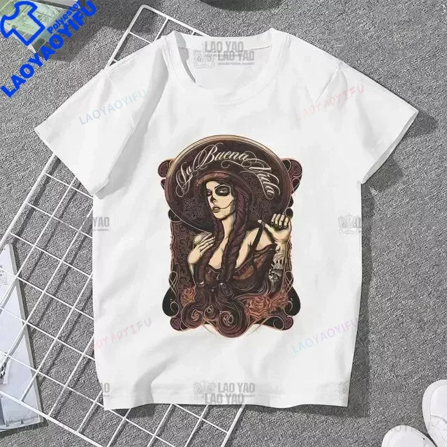 Skull Day of The Dead Graphic T Shirts Skeleton Woman Tshirts Mexican Heritage Flowers Black Tops Casual Kawaii Funny Clothes