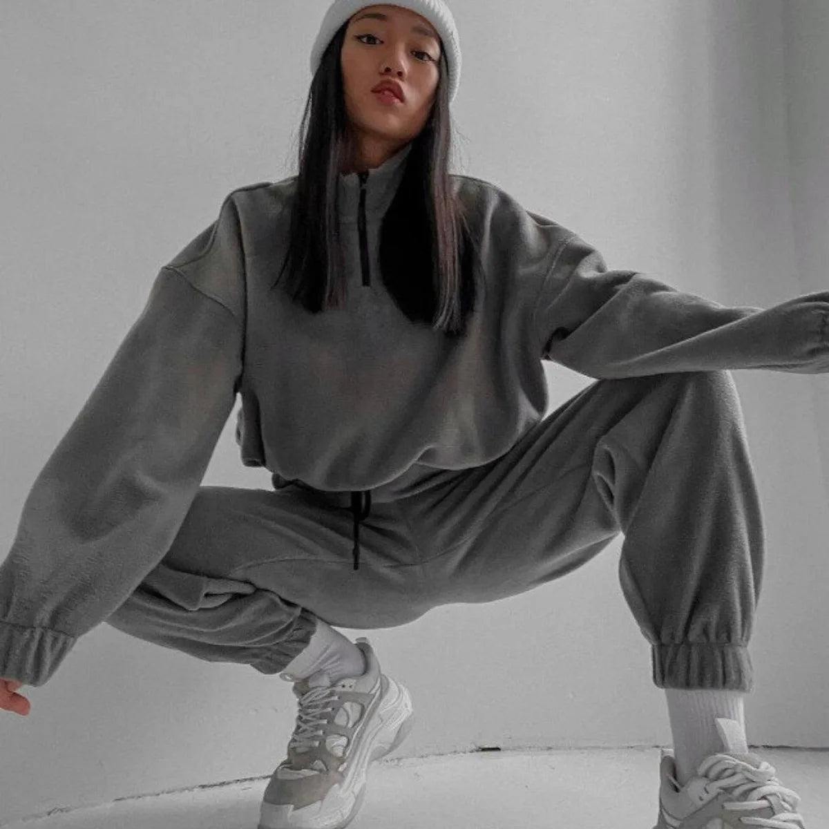 2Pcs/Set Women Sportswear Suit Casual Trousers Solid Color Hooded Sweatshirt And Pant Tracksuit Sport Suit Pullover Sweatshirt