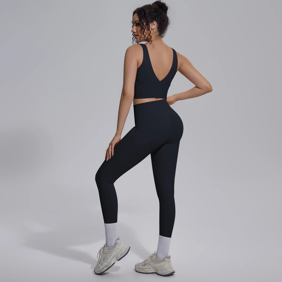 2PCS Yoga Set for Woman's Quick Drying Legging Outdoor Running Fitness Pants Summer Gym Backless Sports Bra with Chest Pad