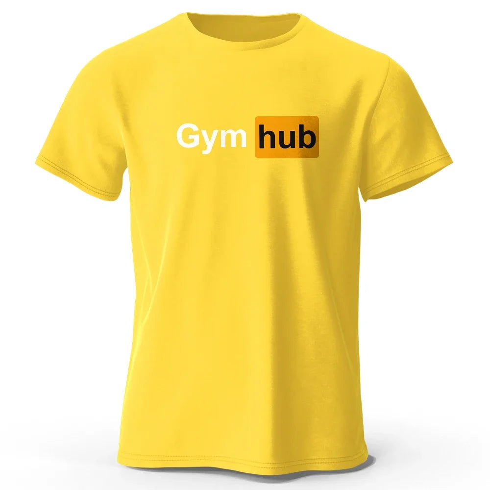 Gym Hub Printed Men's T-Shirt 100% Cotton Oversized Funny Graphic Tees for Men Summer Tops