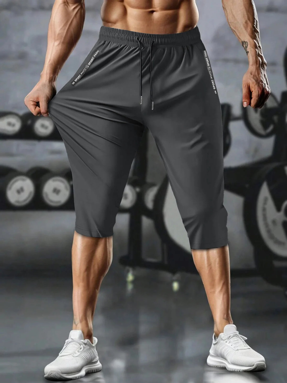 Gym Shorts Men Summer Quick Dry Training Shorts Fitness Lightweight Athletic Sweatpants Workout Bottoms Running Wear 7/8 Pants