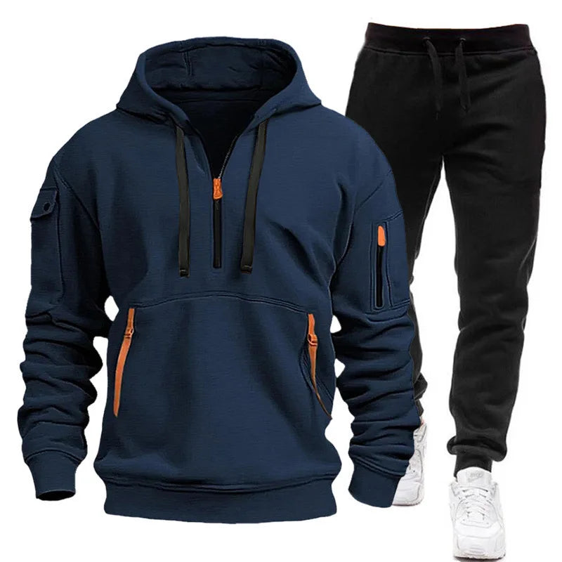 Sweatshirt Set for Autumn and Winter Outdoor Sports and Fitness Trend Hooded Sweatshirt Casual Pants Set