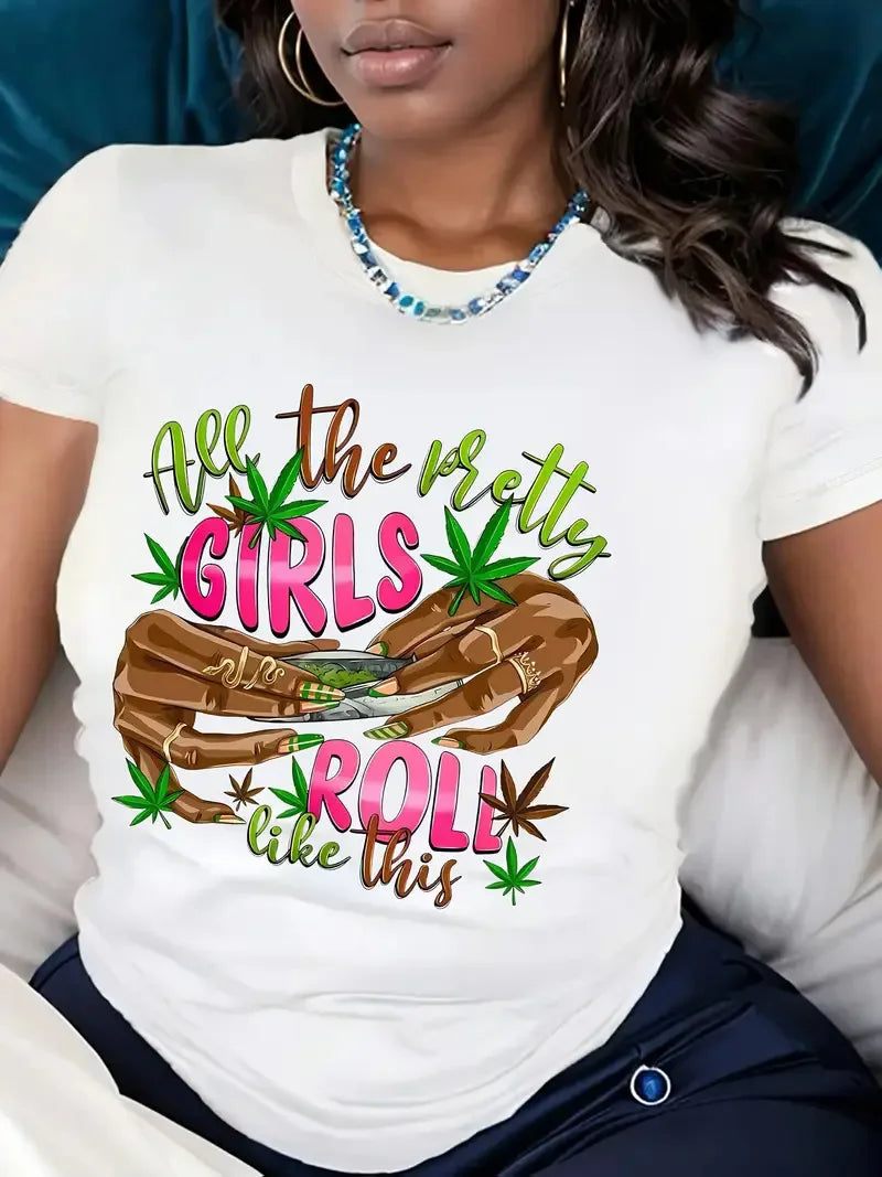 The New Hot Selling Fashion Casual Naughty Girl Printed Women's Short-sleeved Top Women Clothes  Graphic T Shirts Polyester