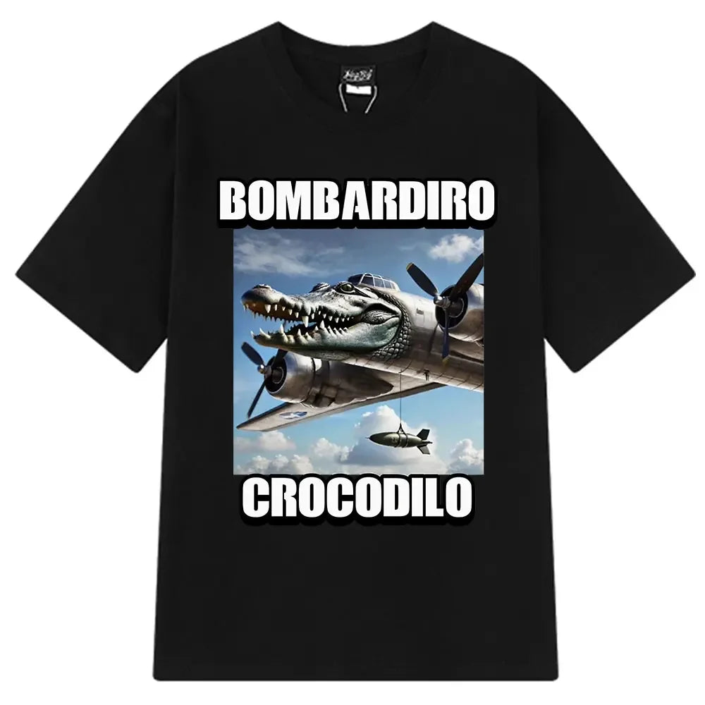 Italian Brainrot Tralalero Tralala Tung Sahur Bombardiro Crocodilo Fun Meme T-shirt Women's Fashion Loose T-shirt