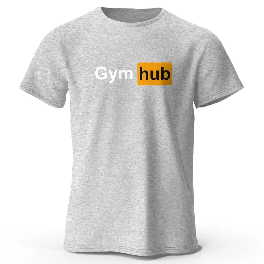 Gym Hub Printed Men's T-Shirt 100% Cotton Oversized Funny Graphic Tees for Men Summer Tops
