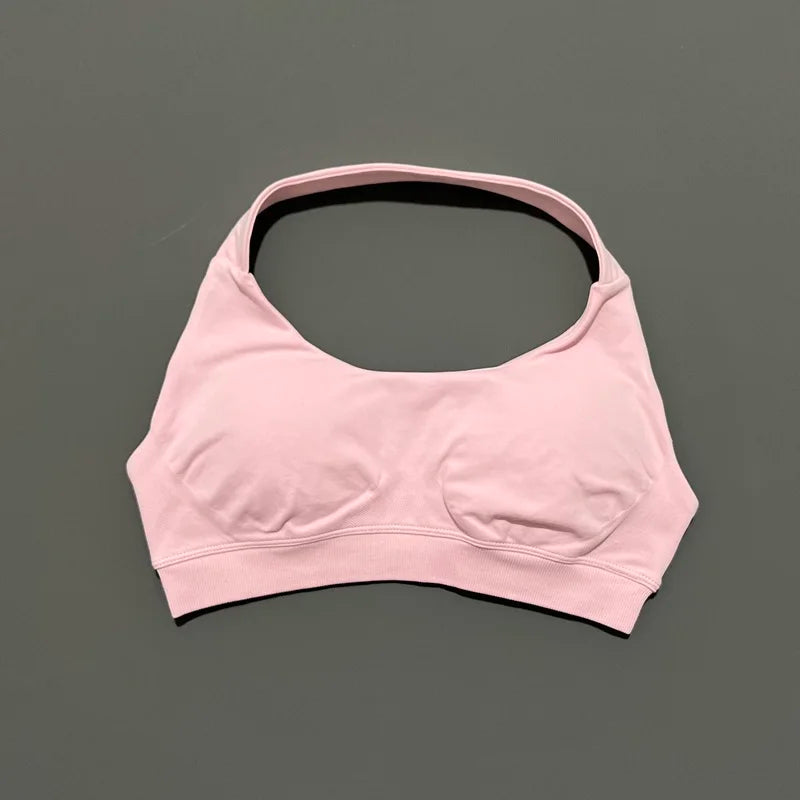 HISTELLO Impact Sports Bra Women Halter Backless Slim Fit Padded Bust Shaping Soft Elastic Daily Sport Yoga Gym Workout Tops