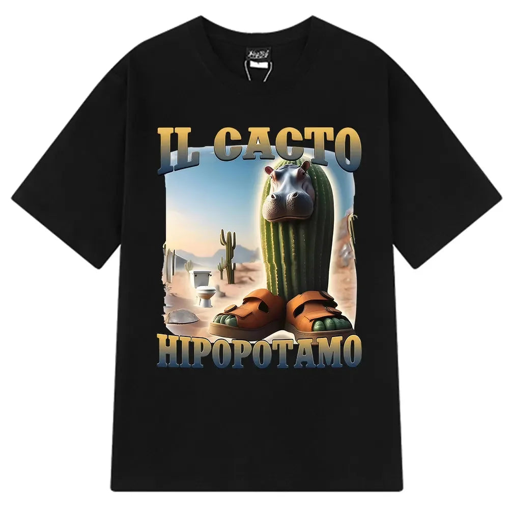 Italian Brainrot Tralalero Tralala Tung Sahur Bombardiro Crocodilo Fun Meme T-shirt Women's Fashion Loose T-shirt