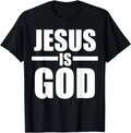 Jesus Is God T-Shirt Funny Jesus Christian Clothes  Vintage T Shirt  Graphic T Shirts  Men Clothing