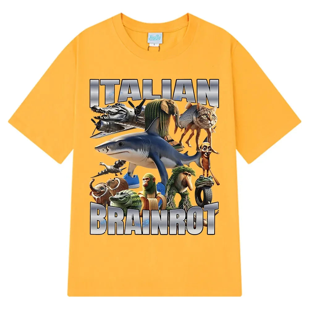 Italian Brainrot Tralalero Tralala Tung Sahur Bombardiro Crocodilo Fun Meme T-shirt Women's Fashion Loose T-shirt