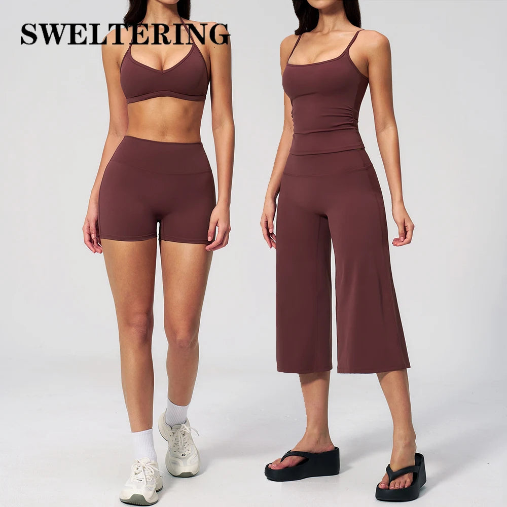 Summer Yoga Set 2 Pieces Women Tracksuit Workout Clothes Sports Outfits High Waist Shorts Fitness Sports Suit Female Gym Clothes