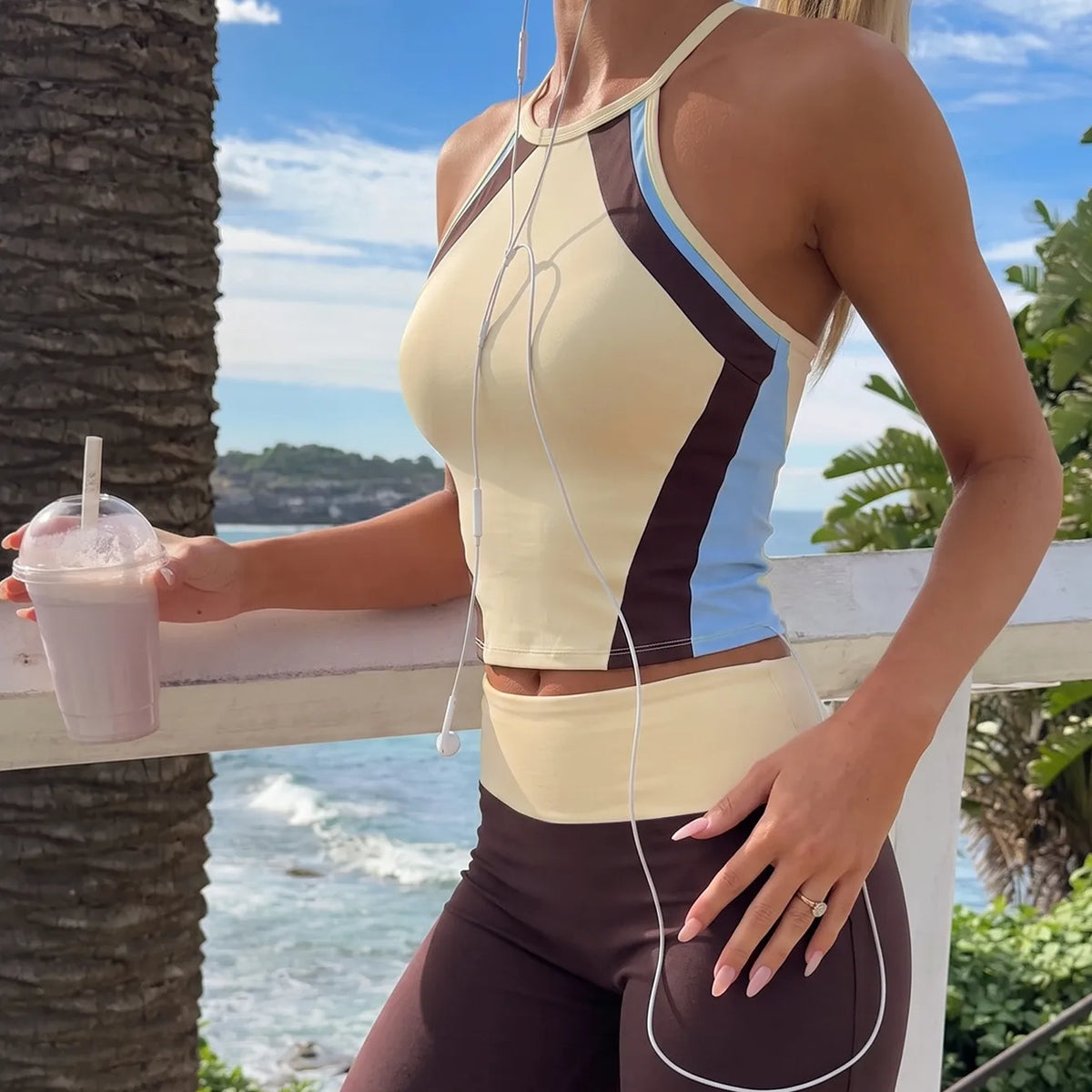 2PCS Pad Workout Sports Bra Vest Women Yoga Set Outfits High Waist Butt Straight Leg Wide Pant Fitness Gym Athletic Wear XP288