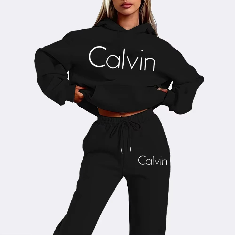 Men Women Printed Hoodie 2‑Piece Tracksuit, Casual Long‑Sleeve Sweatshirt‑Pants Streetwear Outfit