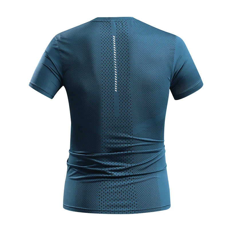 Men's Gym Muscle-Showing Fitness Short Sleeves Outdoor Running Training Thin Mesh Sports T-Shirt Men Summer Ice Silk T-Shirt