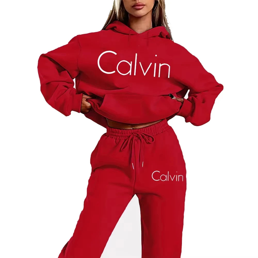 Men Women Printed Hoodie 2‑Piece Tracksuit, Casual Long‑Sleeve Sweatshirt‑Pants Streetwear Outfit