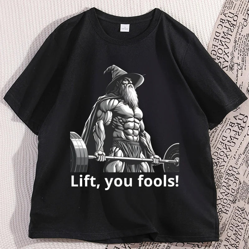 Funny Gym Meme T Shirt Men Workout T-shirt Cotton Short Sleeve Printed Graphic Tees Streetwear Clothing Men's Clothes