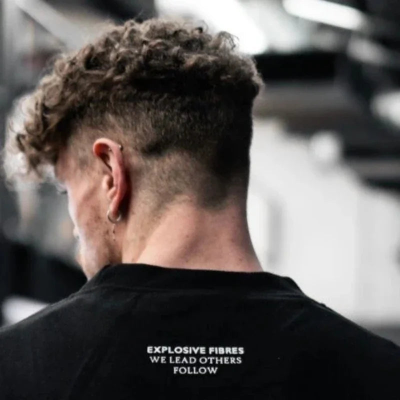 Men Gym Oversized T Shirt XXXL INC Print Fitness Workout Tops Breathable Loose Casual Sportswear Bodybuilding Training Tees