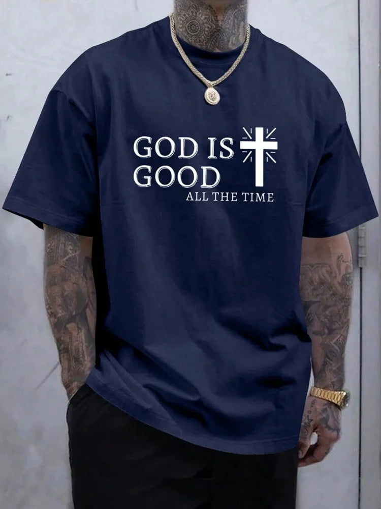 Religious Print Men's T-shirt Cross Print Men's T-shirt Summer Daily Casual Men's Short-sleeved Top Street Fashion Men's T-shirt