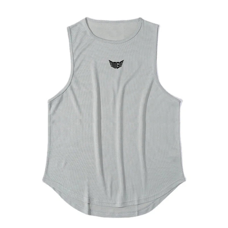 Mens Gym Clothing Fitness Bodybuilding Mesh Tank Tops Stringer Singlet Vest Clothes Sleeveless Shirts Muscle Summer Undershirt