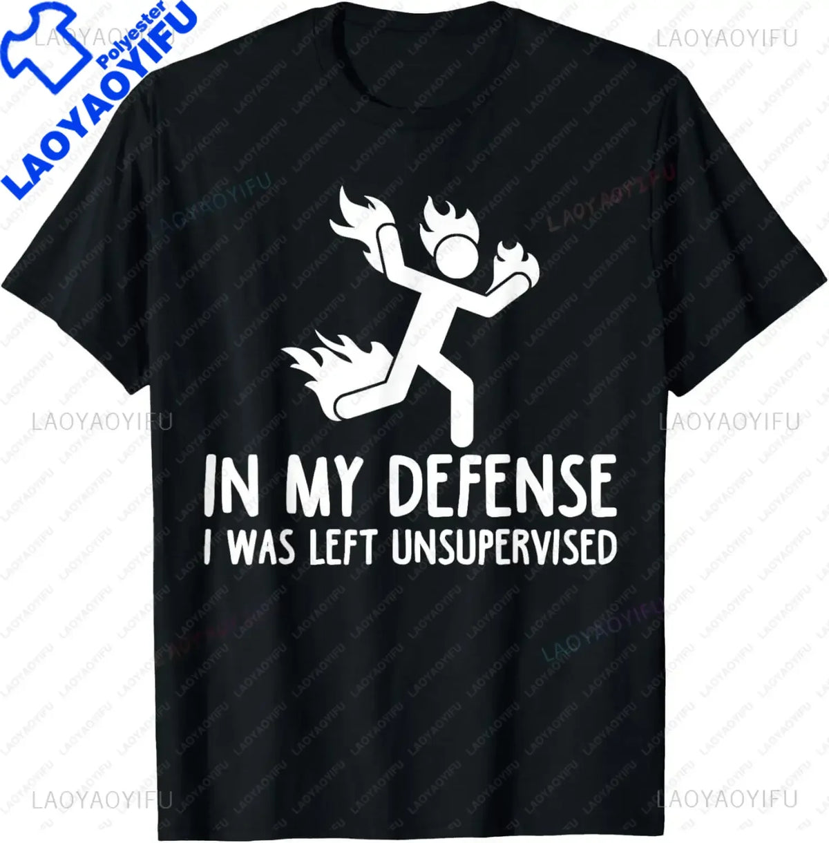 In My Defense I Was Left Unsupervised | Funny Retro Vintage T-Shirt  Men Clothing Tops Streetwear Camisetas