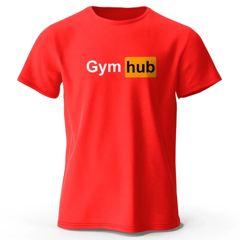 Gym Hub Printed Men's T-Shirt 100% Cotton Oversized Funny Graphic Tees for Men Summer Tops