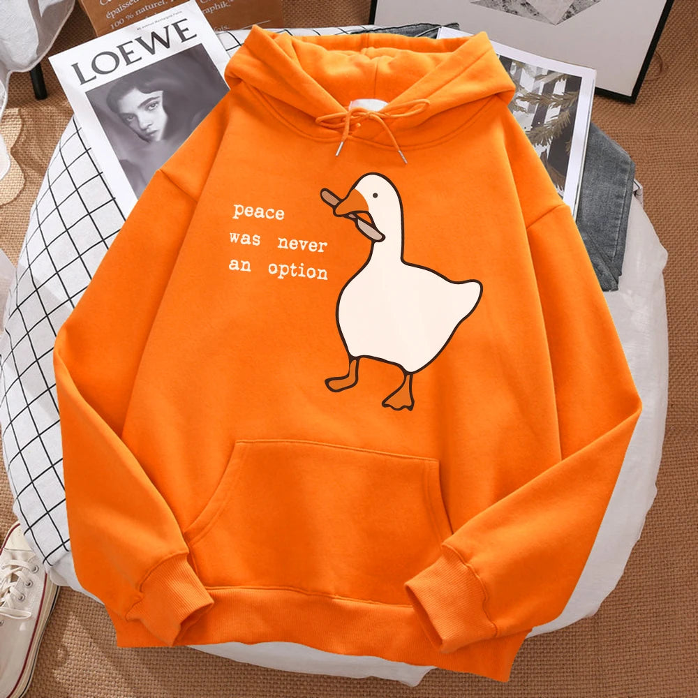 Peace Was Never An Option Printed Hoosie Men Street Oversize Autumn Hooded Hipster Soft Hoodies Hip Hop Warm Sportswears
