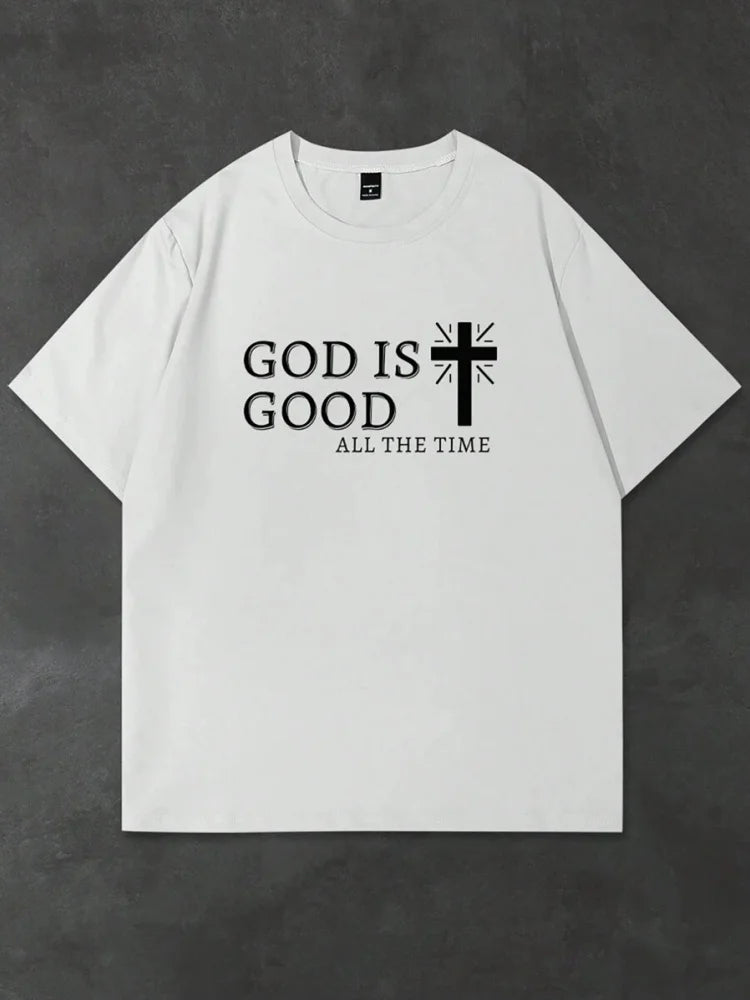 Religious Print Men's T-shirt Cross Print Men's T-shirt Summer Daily Casual Men's Short-sleeved Top Street Fashion Men's T-shirt