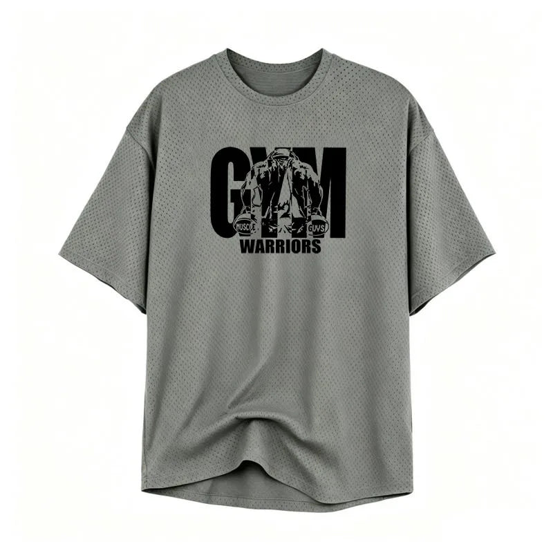 Oversized Loose Men's Casual Sport T-Shirt Gym Bodybuilding Fitness Short Sleeve Shirt Summer Mesh Quick Dry Breathable Clothing