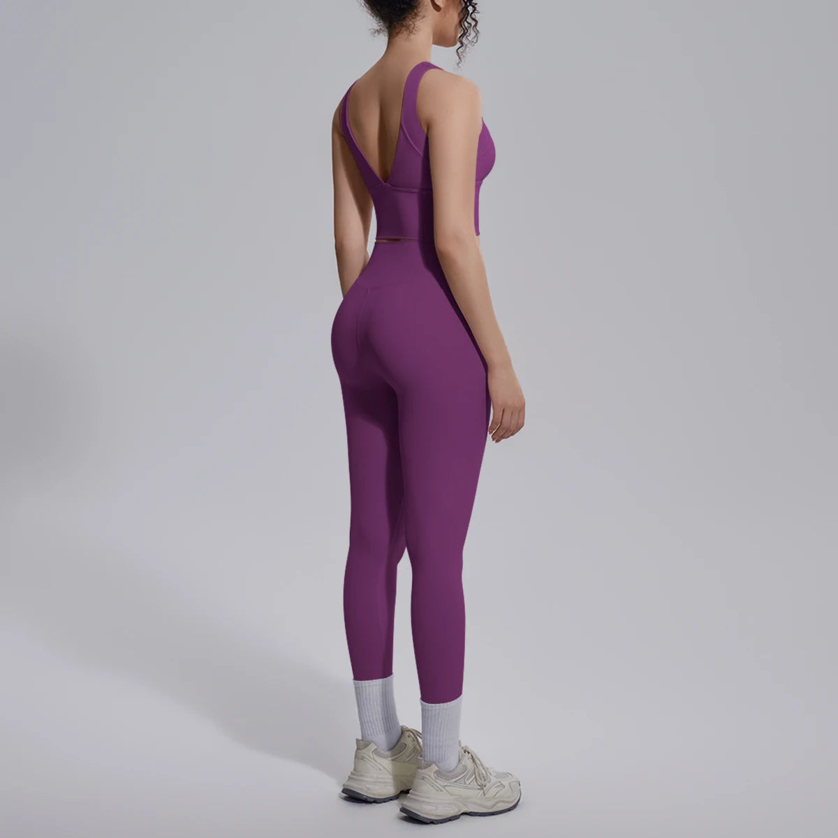 2PCS Yoga Set for Woman's Quick Drying Legging Outdoor Running Fitness Pants Summer Gym Backless Sports Bra with Chest Pad