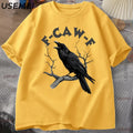 F Caw Funny Crow T-shirt Men Women Humor Unhinged Animal T Shirt Loose Vintage Graphic T Shirts Cotton Comfortable Male Clothes