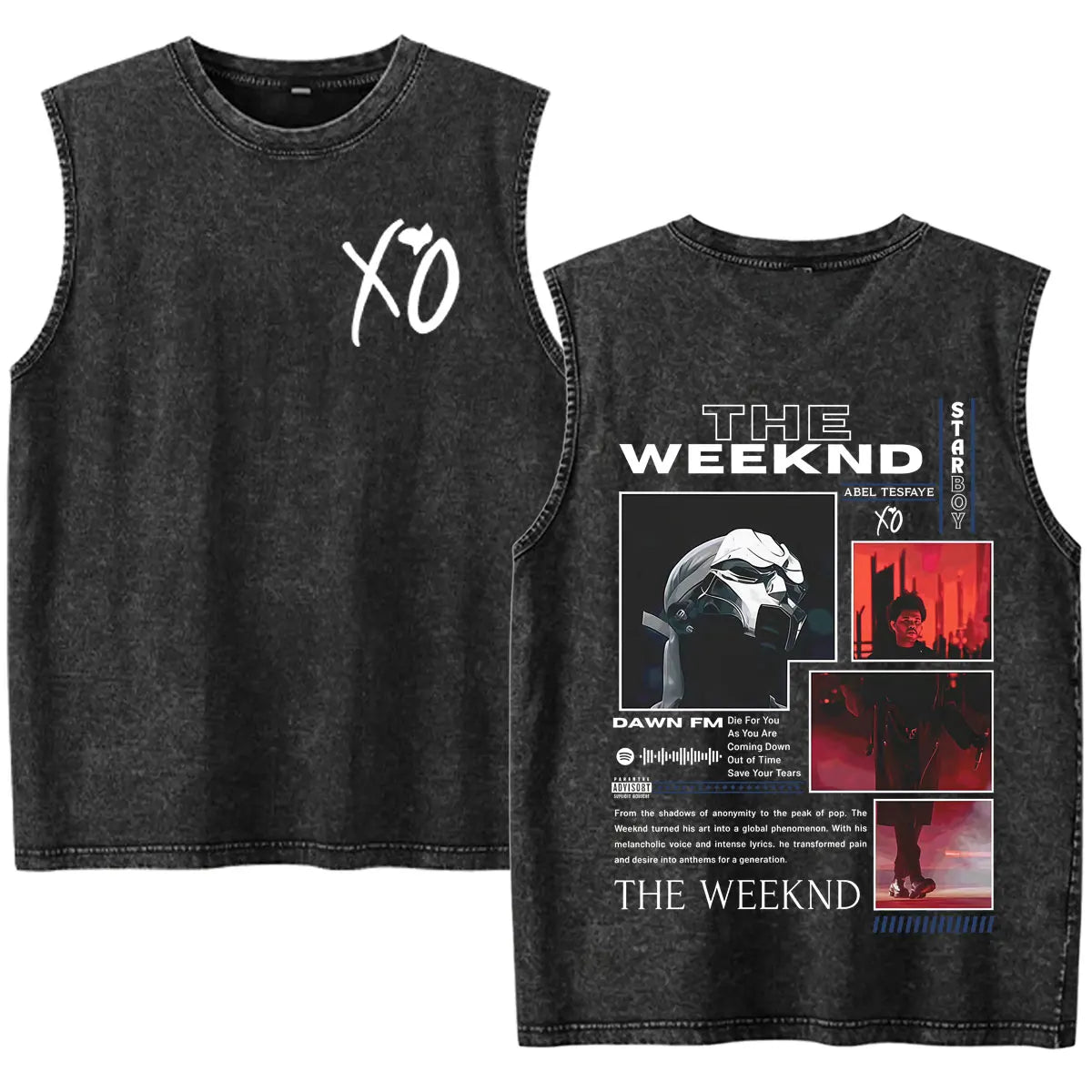 Rapper The Weeknd 2026 After Hours Til Dawn with Playboi Carti Tour Vintage Washed Tank Top Men Summer Oversized Fans Music Vest
