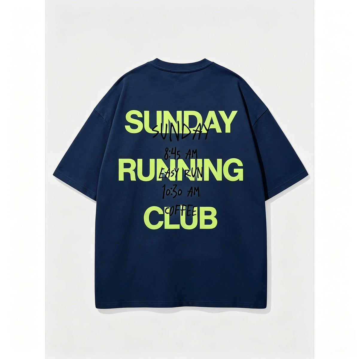 Sunday Running Club T-Shirt Unisex Easy Run Coffee Schedule Graphic Tee Streetwear Oversized Short Sleeve Casual Top