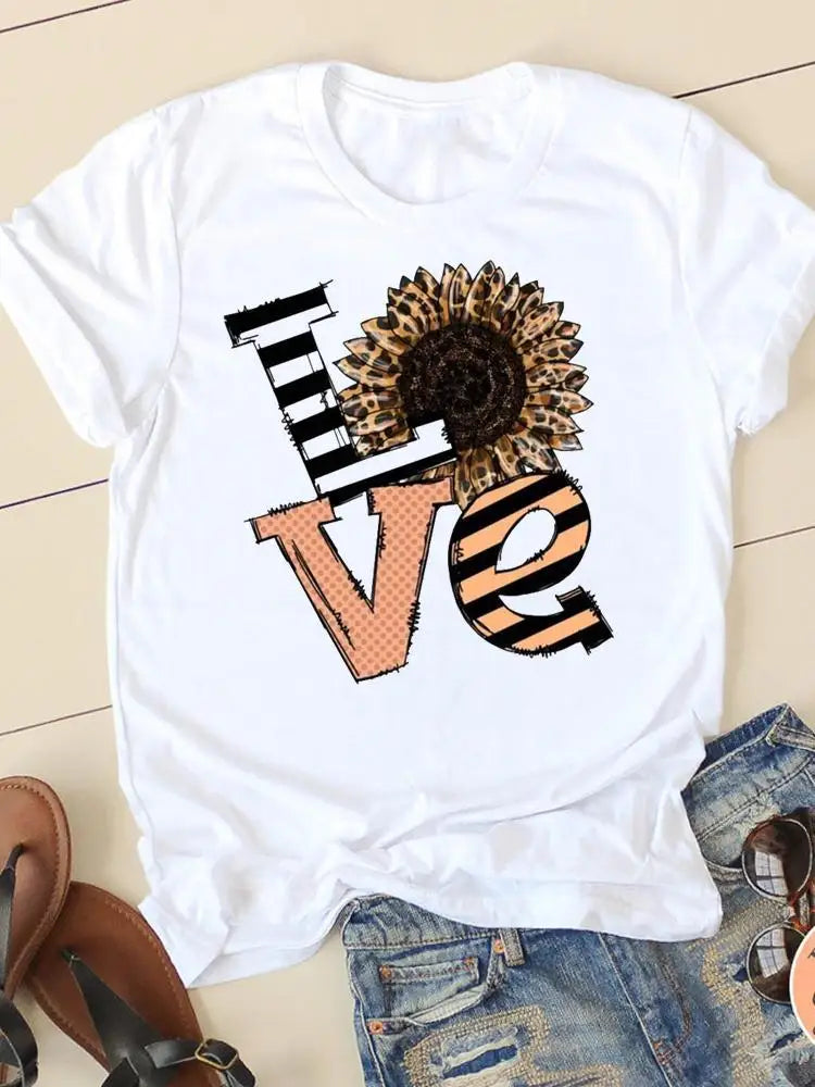 Casual Women's Fashion Women's Short Sleeve Summer Cartoon Fashion Clothing Harajuku  Tops  Graphic T Shirts Aesthetic Polyester