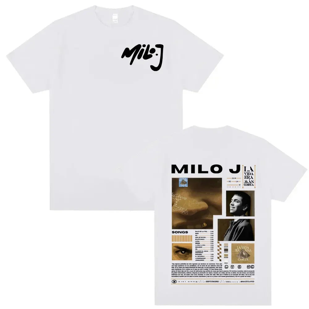 Y2k Short Sleeved Round Neck Tshirt Men Clothing New in Top & Tees Mens T-Shirt Rapper Milo J Music Album 2026 Tour Merch.