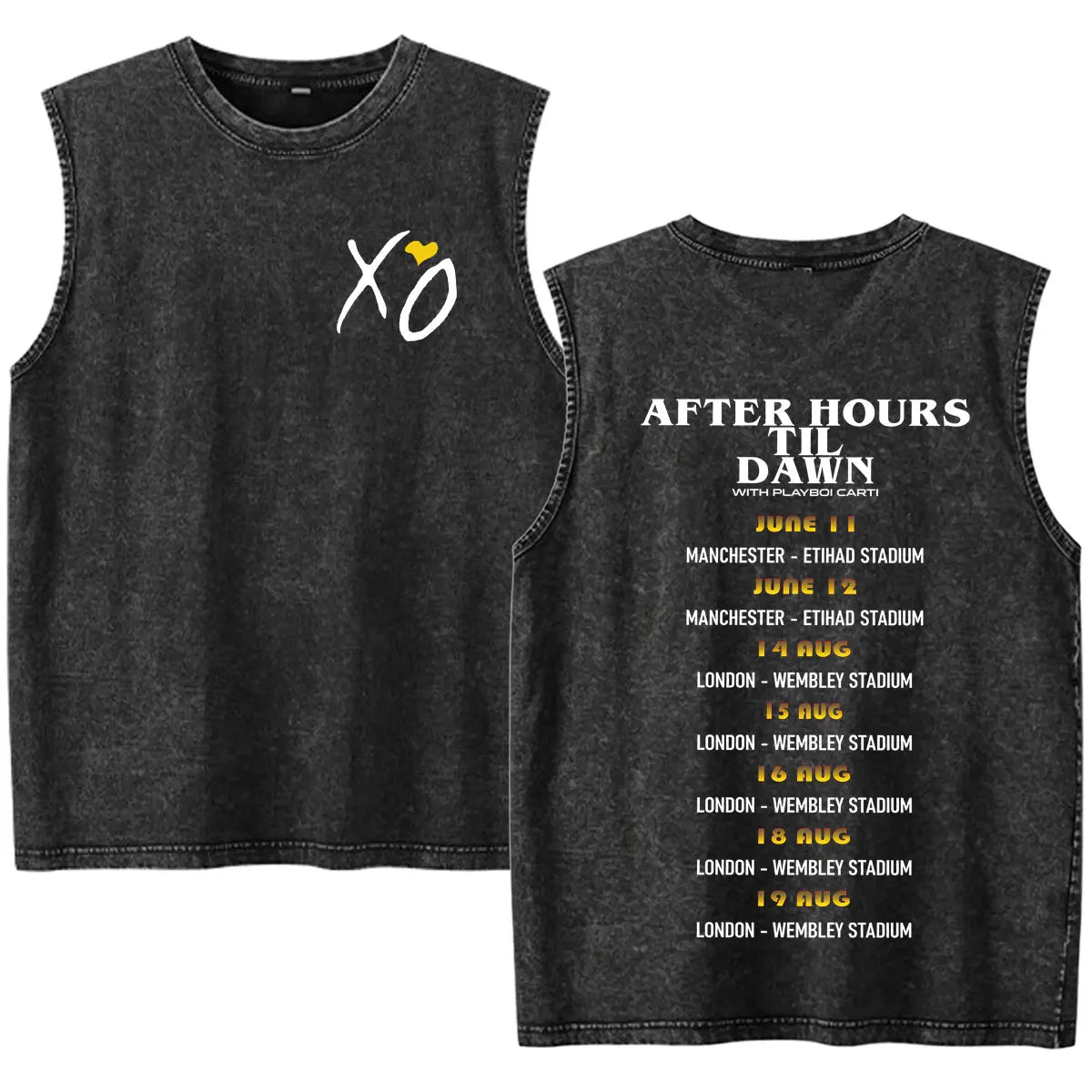 Rapper The Weeknd 2026 After Hours Til Dawn with Playboi Carti Tour Vintage Washed Tank Top Men Summer Oversized Fans Music Vest