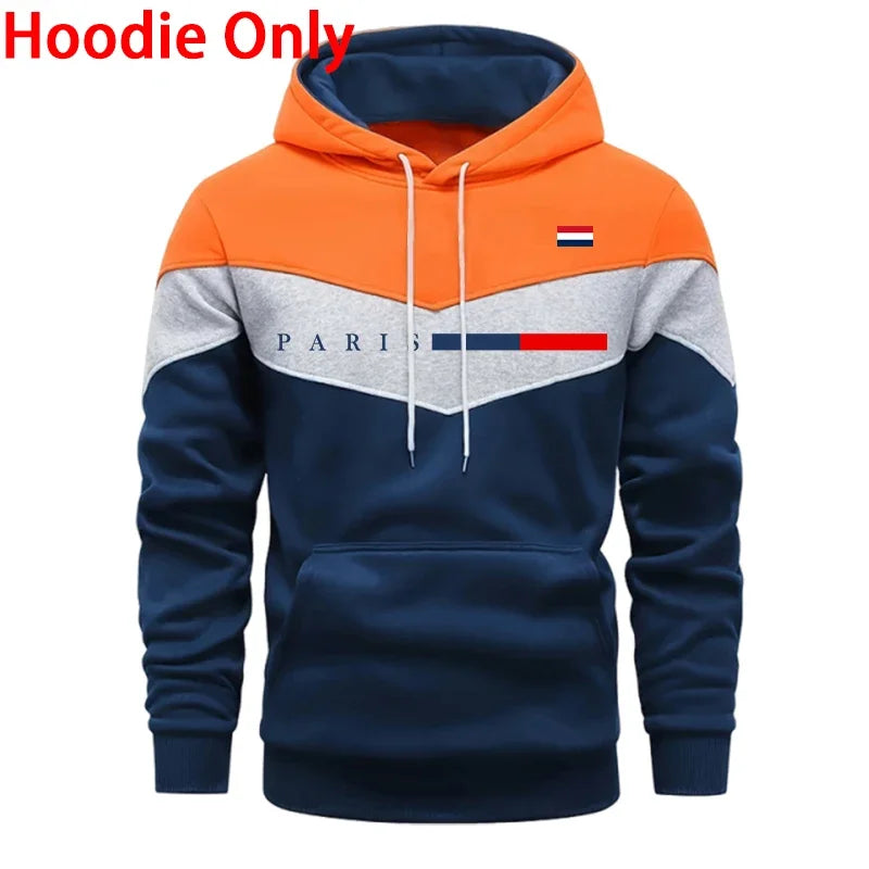 2026 Hot Sale Men's Set Hooded Sweatshirt and Jogger Pants Urban Casual Fashion Hoodie Sportswear Paris Printed Pullover Outfits