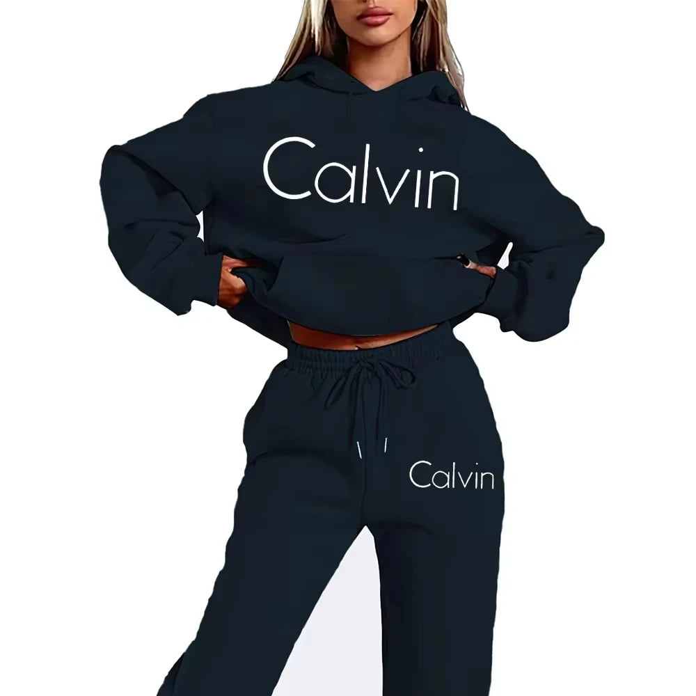 Men Women Printed Hoodie 2‑Piece Tracksuit, Casual Long‑Sleeve Sweatshirt‑Pants Streetwear Outfit