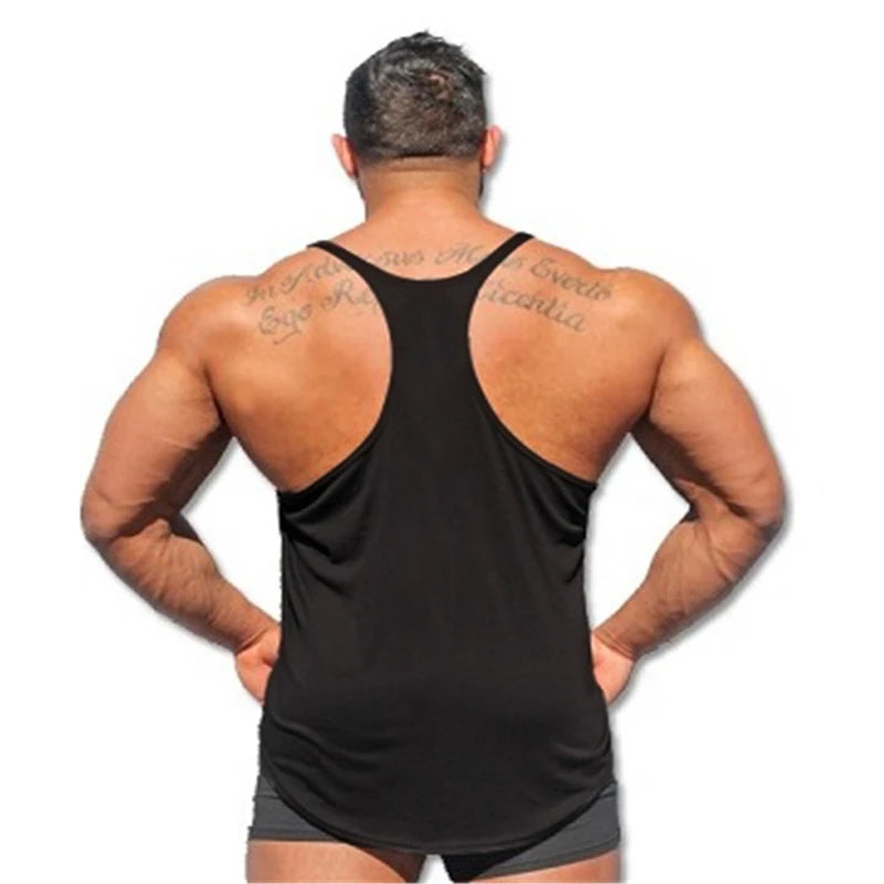 Mens Y Back Running Vests Cotton Gym Stringer Tank Tops Bodybuilding Sleeveless Singlets Muscle Fitness Clothing