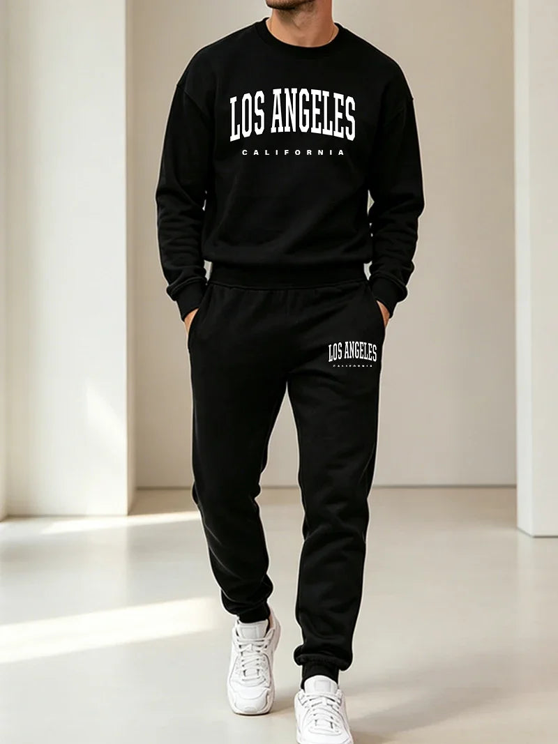 New Men's Tracksuit Casual O Neck Sweatshirt Sweatpants Set Outdoors Sports Jogging Man Clothing Single Mix and Match Tops Pants