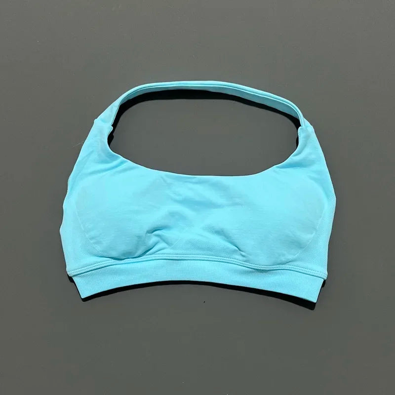 HISTELLO Impact Sports Bra Women Halter Backless Slim Fit Padded Bust Shaping Soft Elastic Daily Sport Yoga Gym Workout Tops