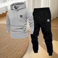 Men's Sports Hooded Sweatshirt Set, Fashionable and Casual Sports Outfit, Breathable Jogging Pants