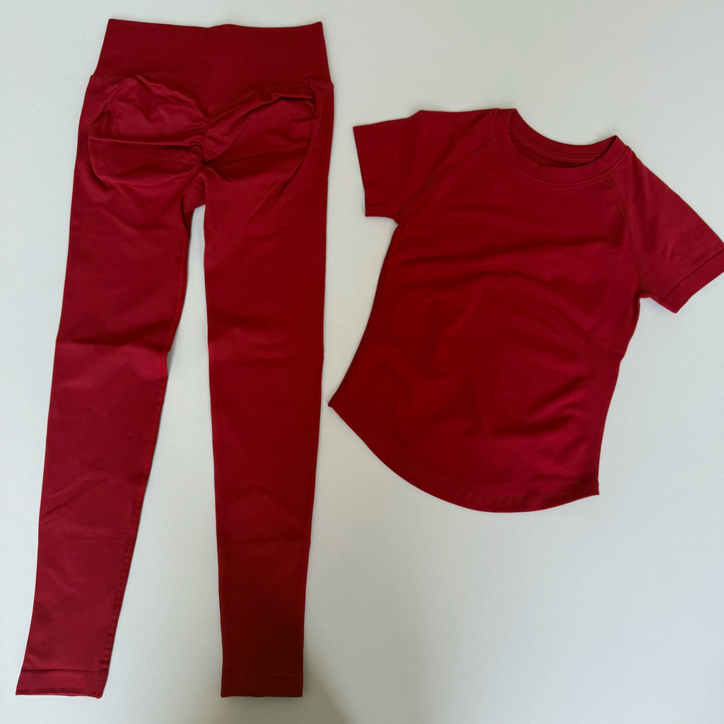 2 Pcs Sports Gym Sets Short Sleeve Seamless Yoga Clothing Fitness Set Women Workout Running Sports Pants Leggings Suit